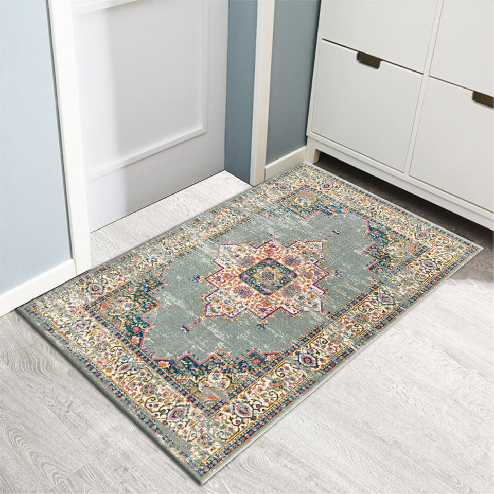 Tapis de cuisine rétro de Style persan, tapis de chevet à fleurs Vintage, ethnique bohémien, lavable pour sol, paillasson de salle de bain