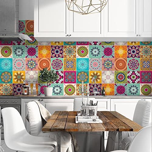 Paquete de 32 pegatinas de azulejos de tamaño 15x15 cm, hechas en Italia, para baño y cocina, de pegatinas, Vitoria