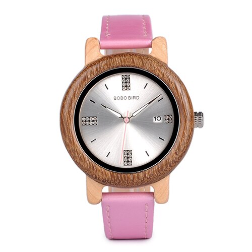 BOBO VOGEL Frauen Holz Uhr 37mm Holz PU Gurt Armbanduhren Weibliche Uhren Dame Quarzuhr relogio feminino C-P29: C-P29-2