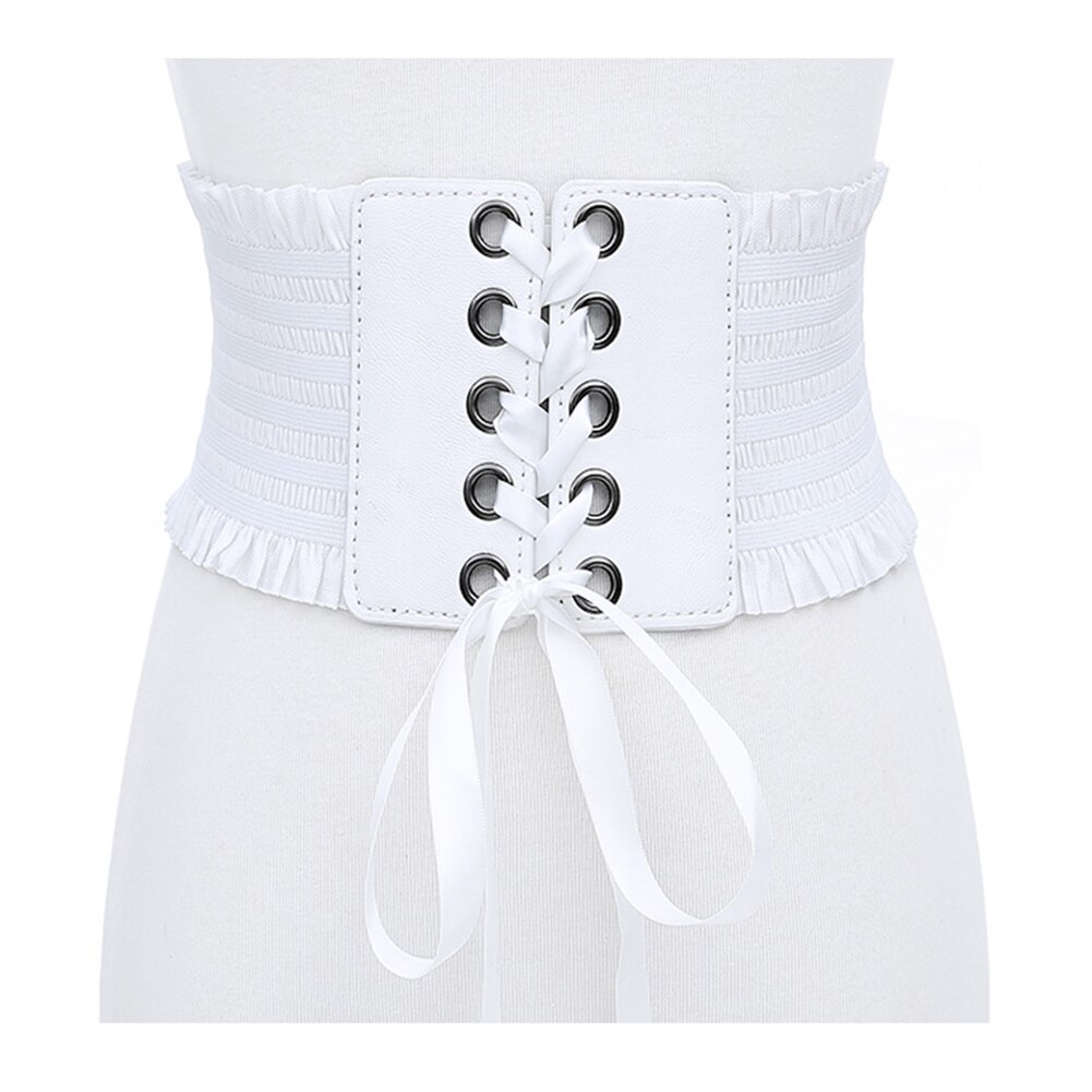 Gótico espartilho moda cintura cincher bustiers vestido largo espartilho cintura cinto de estiramento rendas até borlas fivela elástica superior