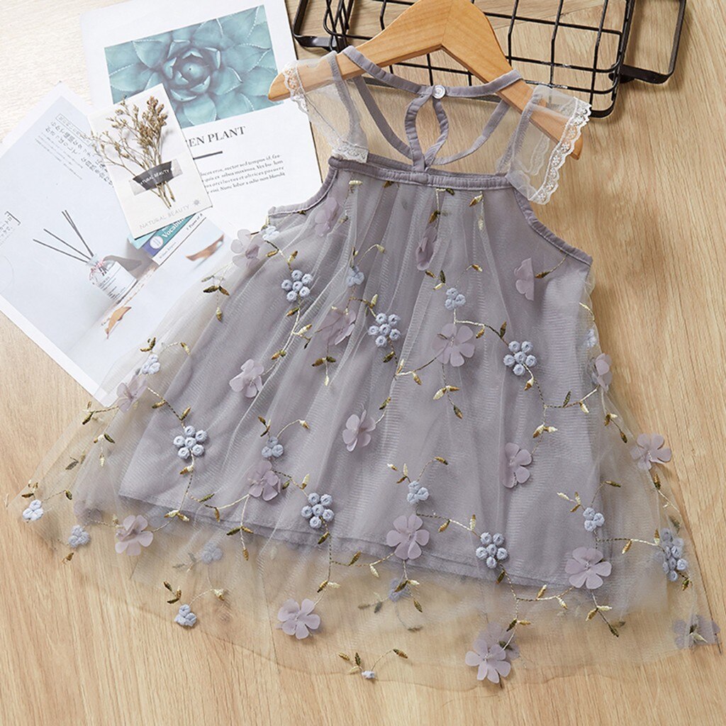 Beganly Robe de princesse élégante en dentelle pour fille - Style vintage - Avec pompons - Manches flottantes, Fermetures éclair noires, 4 ans