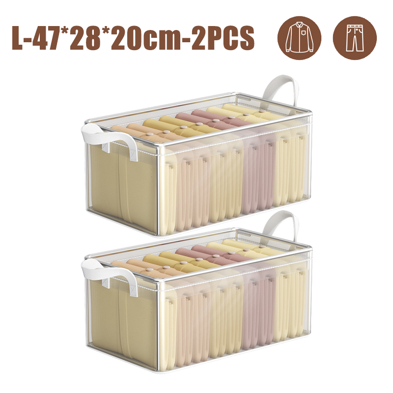 Clothes Storage Box Household Wardrobe Clothes Layered Finishing Box Transparent Folding Storage Basket Frame Artifact: MULTI