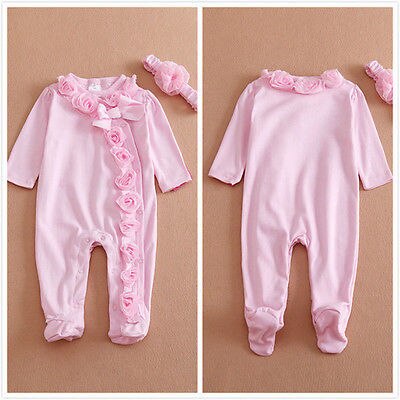 0 ~ 7 Meter Lange Mouw Pasgeboren Baby Meisje Bodysuit Hoofdband Accessoires Kruipen Siamese Kleding