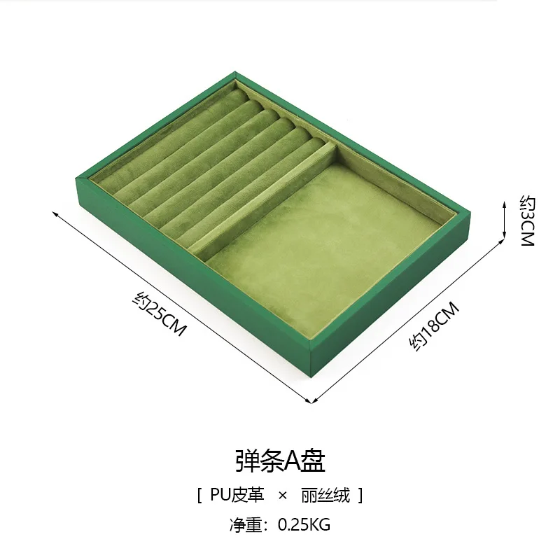 Bandeja de joyería de lujo para pulsera, accesorios de exhibición de anillos, organizador de joyas, soporte de funda de collar de cuero de pelusa, Show de tienda de joyas: S / Oro