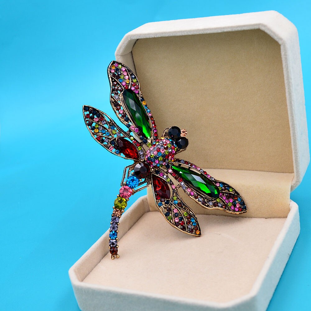 CINDY XIANG Rhinestone Large Dragonfly Brooches For Women Vintage Coat Brooch Pin Insect Jewelry 8 Colors Available: mix