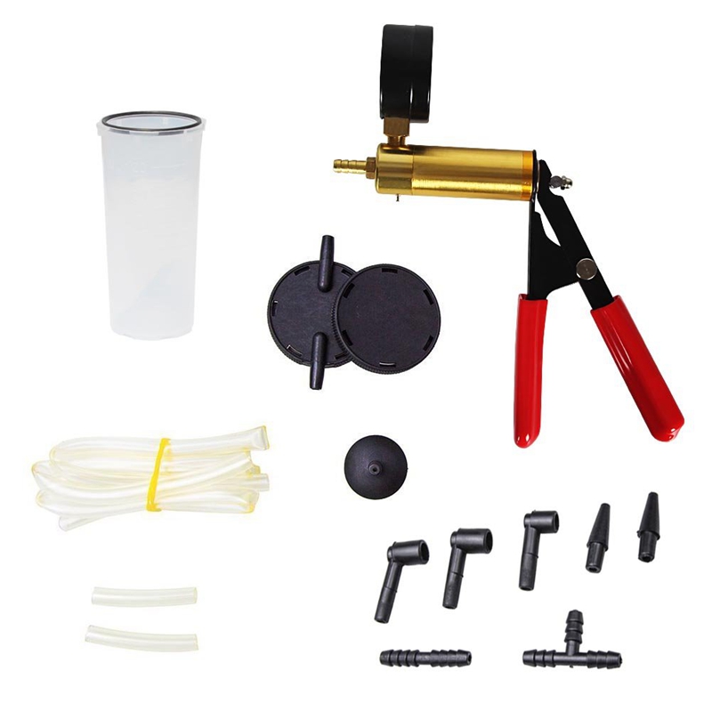 2 In 1 Remontluchter Kit Hand Held Vacuümpomp Test Set Voor Automotive Met Spons Beschermd Case, adapters, Een-Man Rem En C
