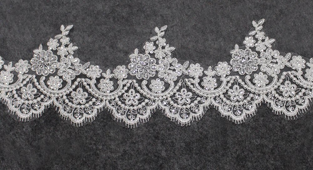 Nette glitter pailletten kanten rand 3 m lange bruidssluier één laag kathedraal bruidssluier voile mariage