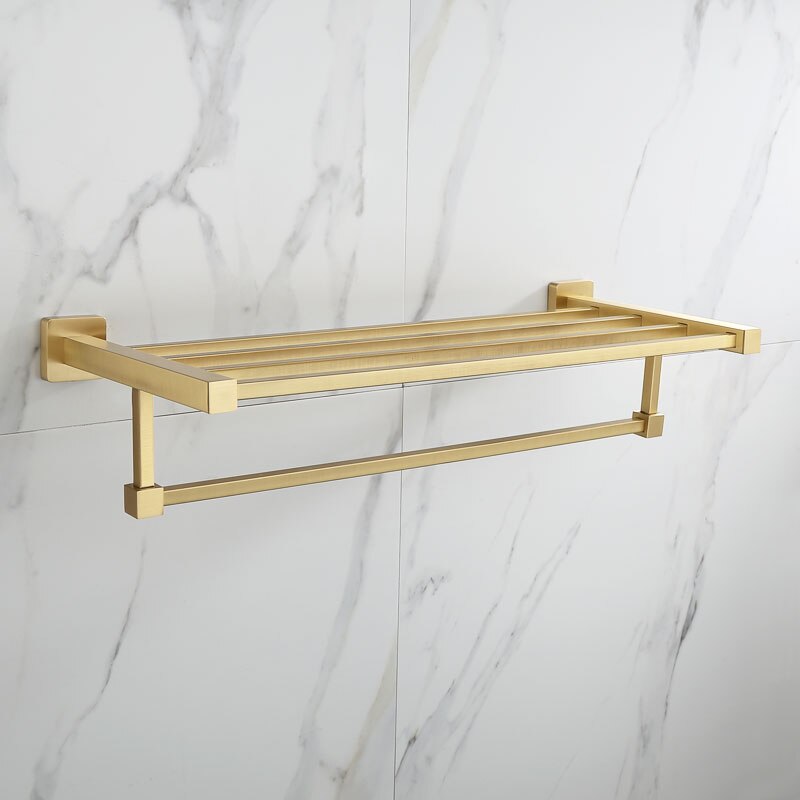 Set de accesorios de baño estante de baño para Oro pulido, toallero, soporte de papel para colgar toallas, soporte para escobillas de baño, accesorios de baño