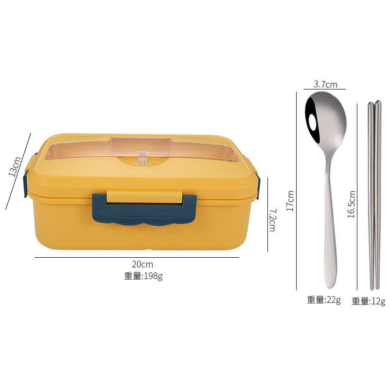 PP Thermal Portable Lunch Box Student Office Worker Kids Lunch Box Seperated Lunch Box with Chopsticks Spoon kids lunch box: Yellow