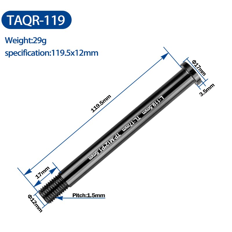 Spiedini per asse passante in lega per forcella bici da strada φ12/15mm montagna bicicletta spiedino a sgancio rapido mozzo ruota perno passante leva parti di biciclette: TAQR-119 12mm