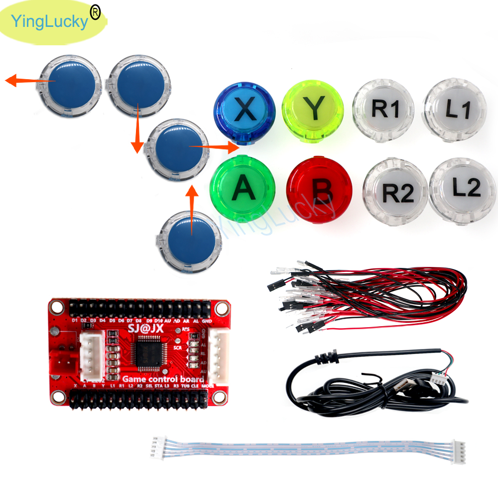 Kit de bricolaje de Joystick Arcade, Kit Hitbox se utiliza para piezas Hitbox, codificador arcade USB de retardo cero: TRANSPARENT