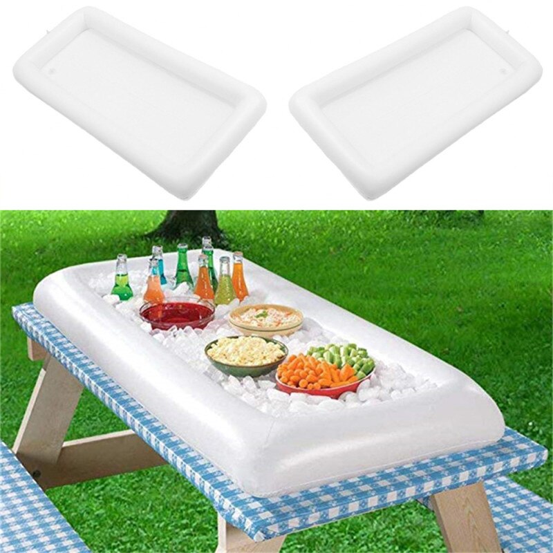Bærbare svømmeluftmadrasser pool flyder oppustelig ølbord madras isspand servering salatbar bakke mad vandsport