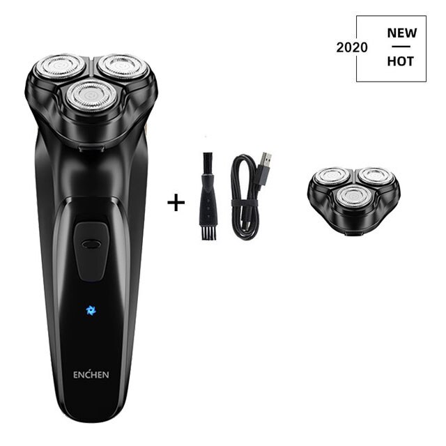 Enchen Electric Shaver Men's Razor Beard Machine LED display Portable Dry Wet Beard Trimmer Rechargeable 3 head shaving machine: Blackstone C J set2