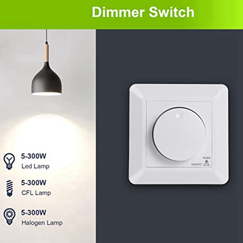 Led-dimmerschalter, unterputzdimmer für dimmbare led- und halogenlampen, , 5-300 w- stufiger led-dimmer, phasenanschnittdimmer