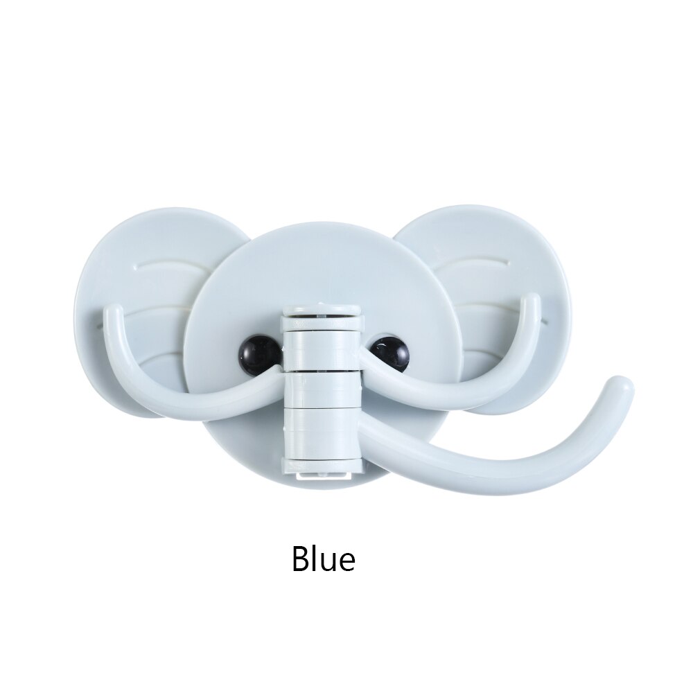 Rotary Elephant Traceless Sticking Hook Towel Storage Rack Seamless Adhesive Hooks Wall Hanger Bathroom Kitchen Supplies: blue