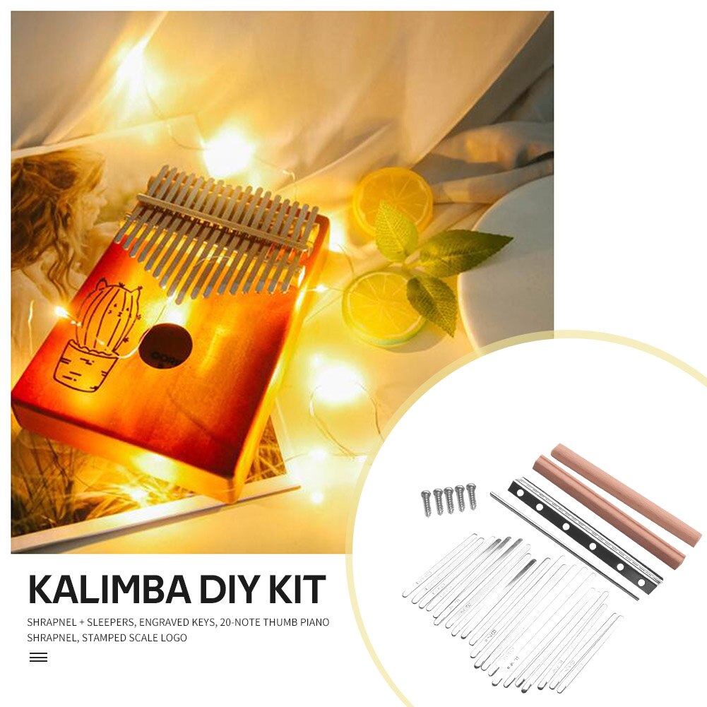 20 Key Kalimba Making Finger Piano Mbira Keys + Bridge for Makers DIY Parts Kalimba Bridge Thumb Piano Kit