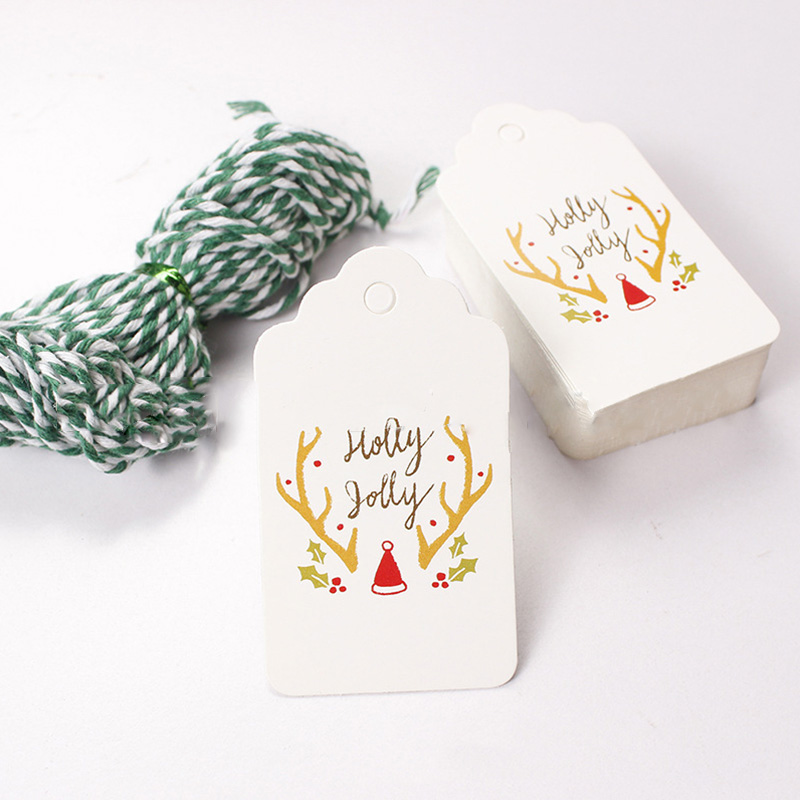 50Stck Frohe Weihnachten Hängen Karikatur Stichworte Mit Schnur Schneeflocke Baum Gedruckt Etiketten Stichworte Für Für Neue Jahr Dekor liefert: 7