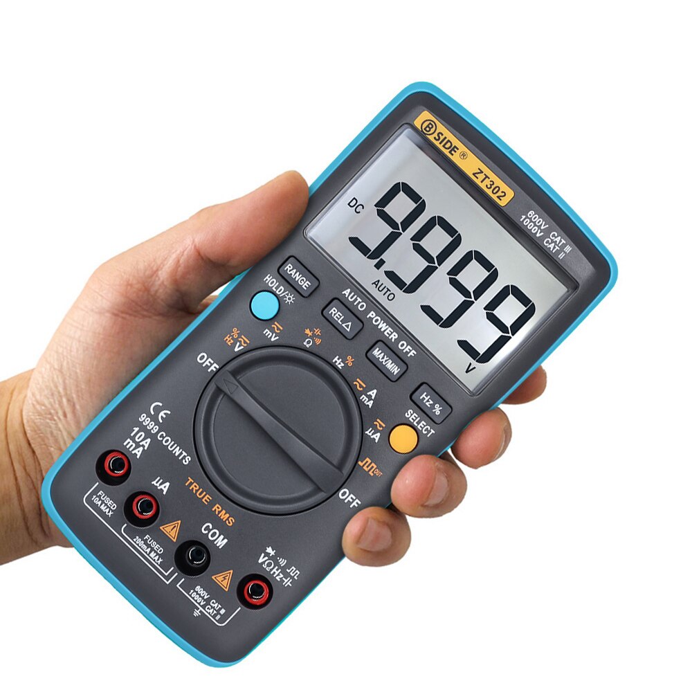 BSIDE Digitale Multimeter AC DC Spanning Stroom 9999 Telt ZT302 Draagbare Handheld Ampèremeter Ohm Capaciteit Tester Blokgolf