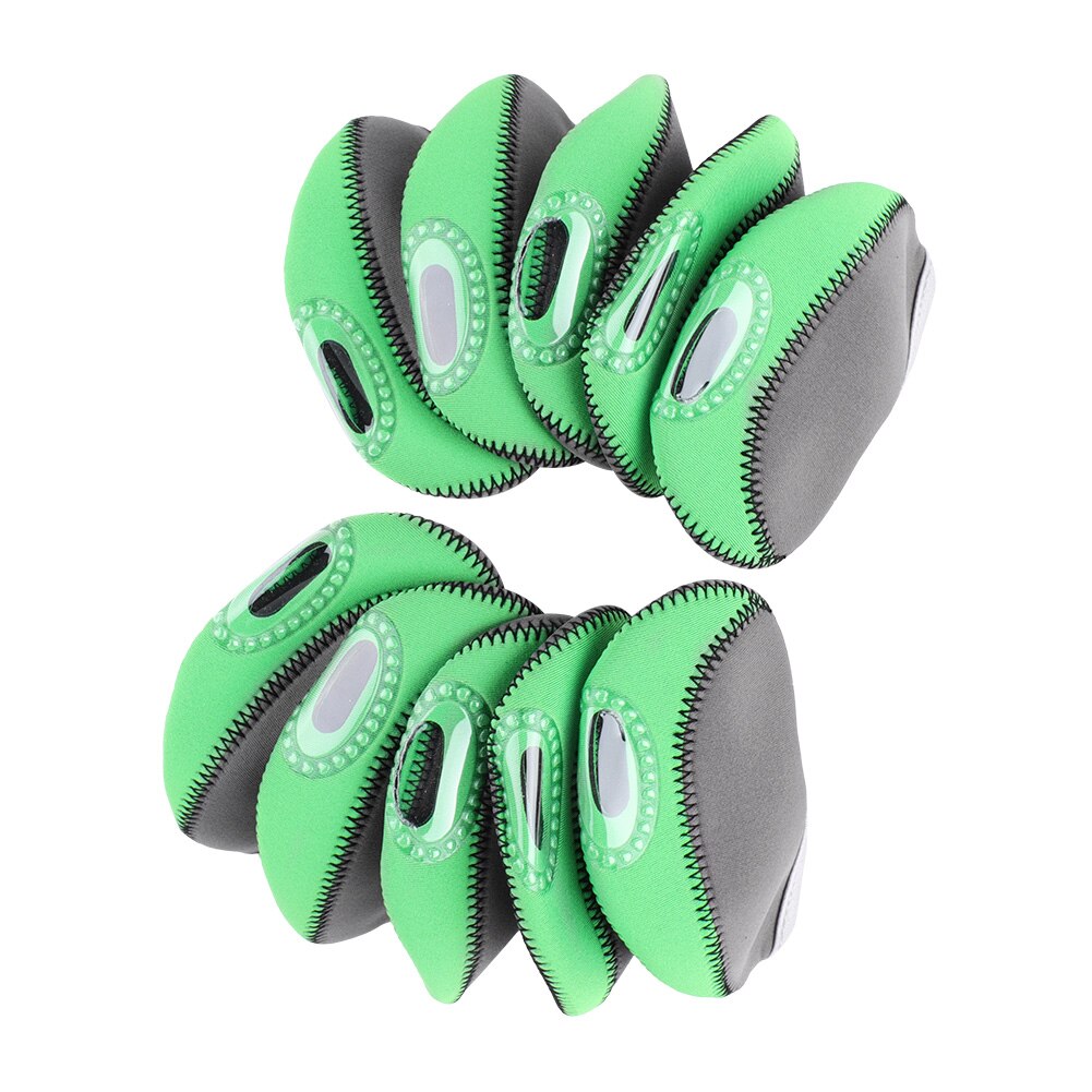10 st golf järnklubba överdrag klubbor skydd headcover set golfklubba skydd: Grön