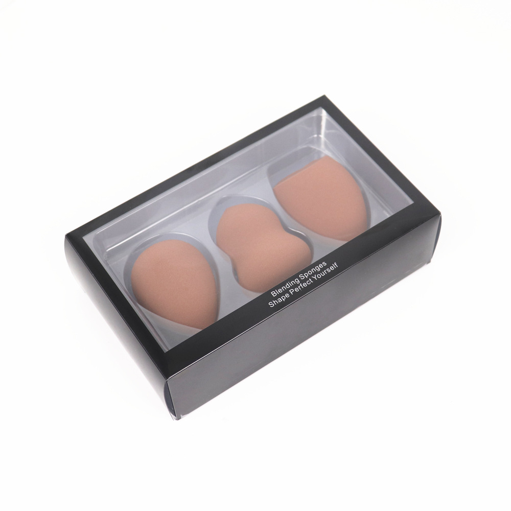 Éponge de maquillage, 3 pièces/boîte grande taille, gourde goutte d'eau, pour mélange de cosmétiques: Café