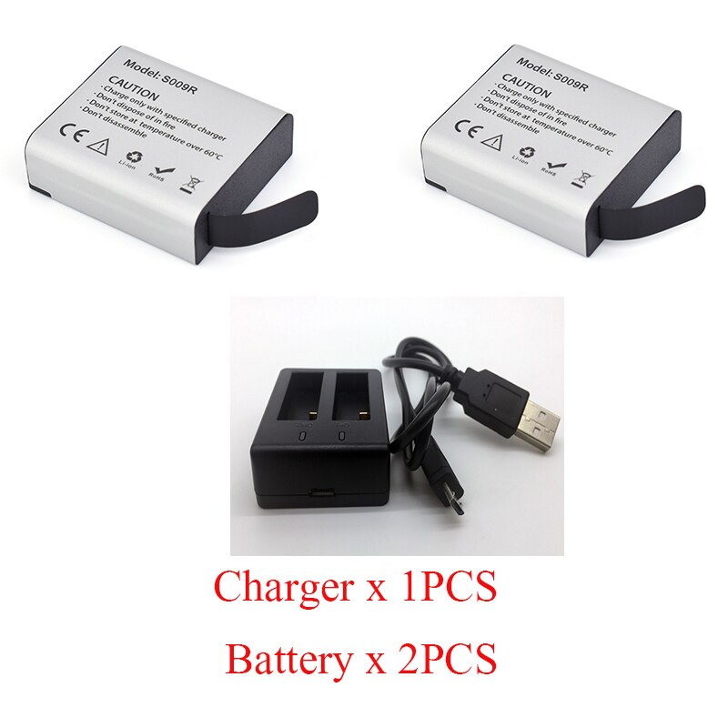 Hawkeye Firefly 8S 8SE 7SE 7S X XS Action Camera 3.85V 1200mAh Li-Po Replacement Battery With 2 in 1 Charger S009R: 2battery and charger