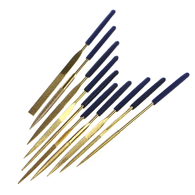 10Pcs Titanium Diamond Coating Needle Flat File Set Metal Working Craft Tool G8TB