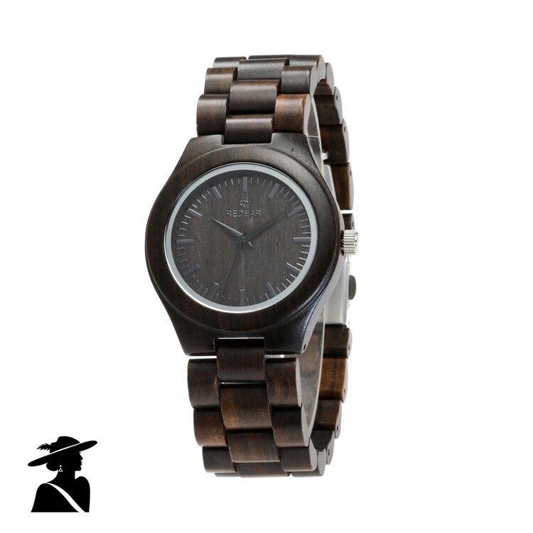 Reear – montre automatique en bois de santal noir, fait à la main, pour amoureux, à Quartz, en bois naturel frais, dans un coffret: Women
