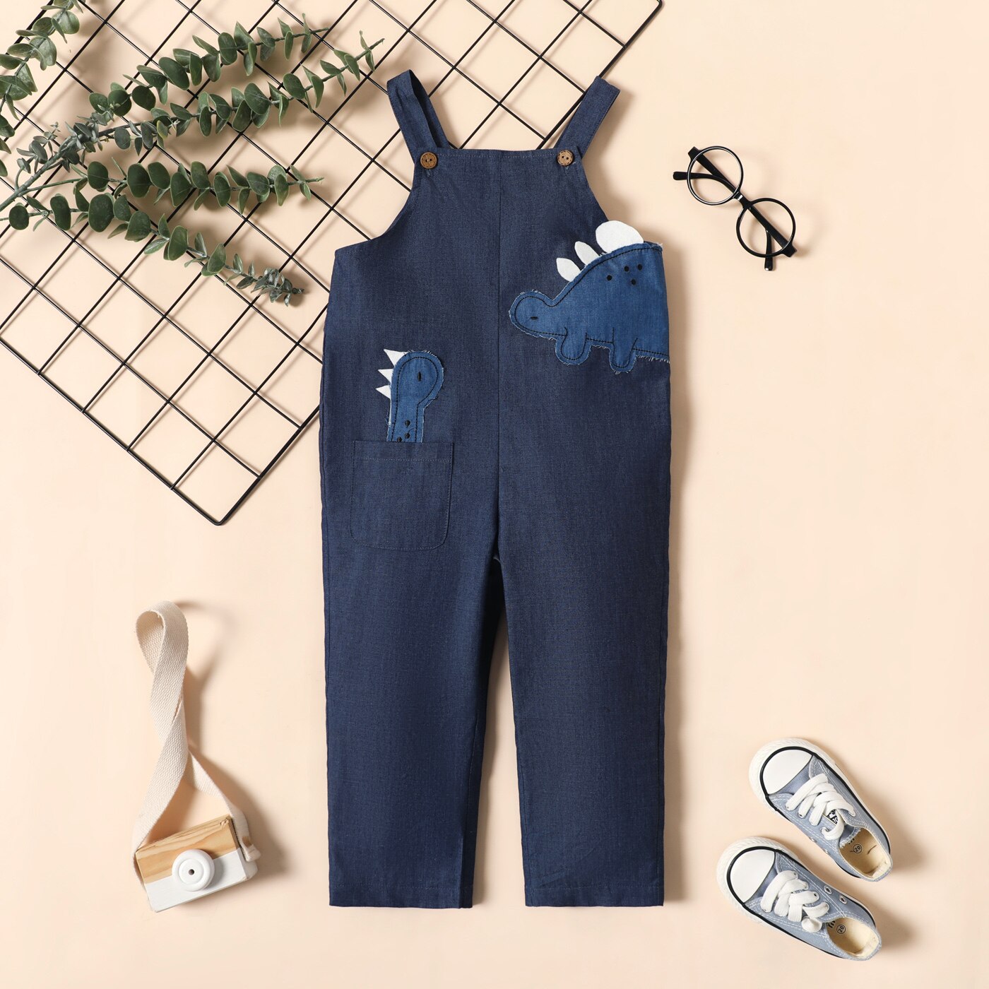 Tuta in Denim ricamato Dinosuar animale PatPat Toddler Boy: 3 Years