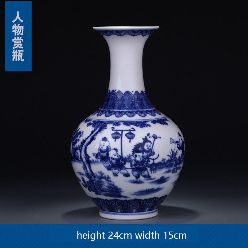 Jingdezhen Ceramics Ancient Blue and White Porcelain Vase and Flower Arrangement