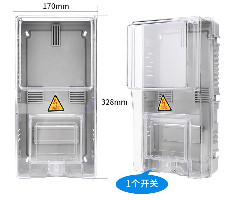 Single phase meter box 1 WATERPROOF plug-in outdoor meter box household transparent plastic meter box: mechanical 1switch