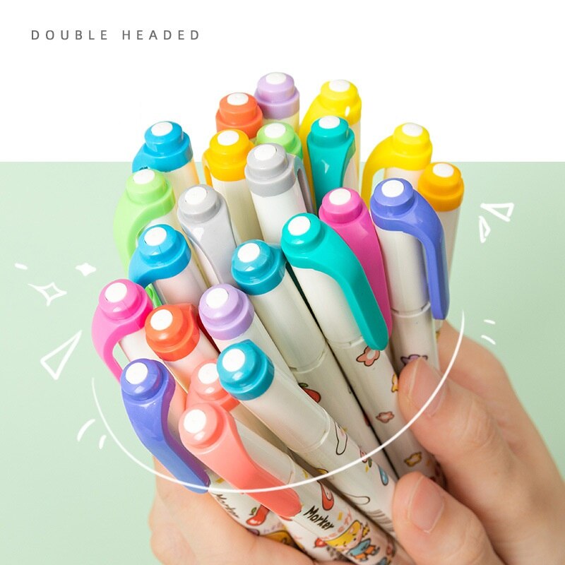 Juego de rotuladores bonitos para chica, rotuladores de doble punta para escribir, pintar y dibujar, para el colegio y la Oficina, H6910, 6 uds.