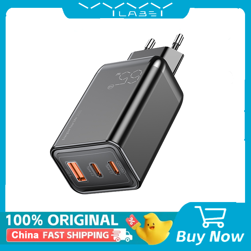 Vyvylabs 65w usb-c-oplader, gan-oplader, ondersteunt qc, pps en pd-laden, draagbare snellader voor iphone 17, 16, 15 en laptop.