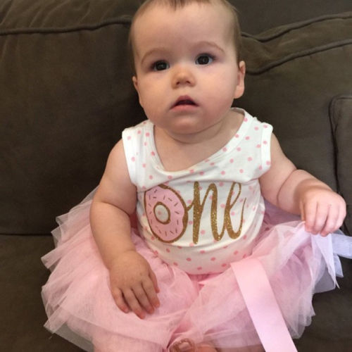 1st 2nd 3rd Third Birthday Donut Polka Dot Dress Girls Toddler Outfits Tutu Dresses Princess Party Dress