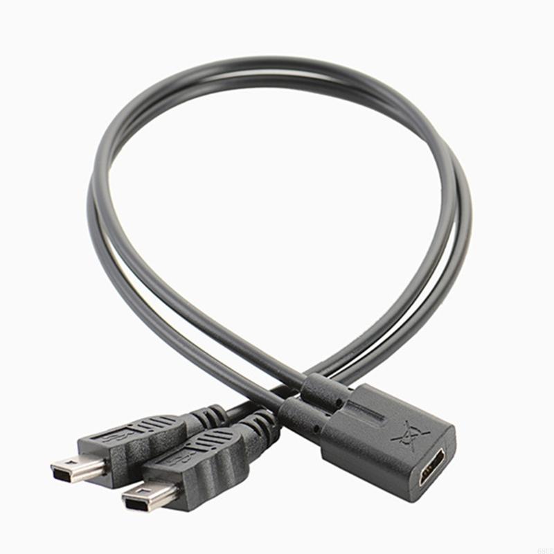 1Pack USB 2.0 Mini 5-pins splitterkabel, spuitgieten USB 2.0 Mini 5-pins vrouwelijk tot dubbele 2 mannelijke omzetter