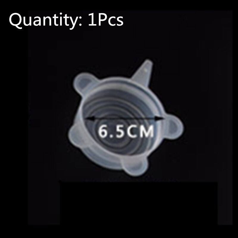 1/6pcs Silicone Stretch Lids Universal Lid Silicone Bowl Pot Lid Silicone Kitchen Pan Cooking Food Fresh Bowl Cover: 6.5cm white