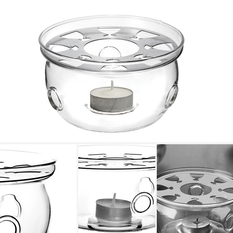 1pc tekanneholder utgangspunkt kaffe vann te varmere lysestake klar glass bærbar varmebestandig tekanne varmere isolasjonsbase