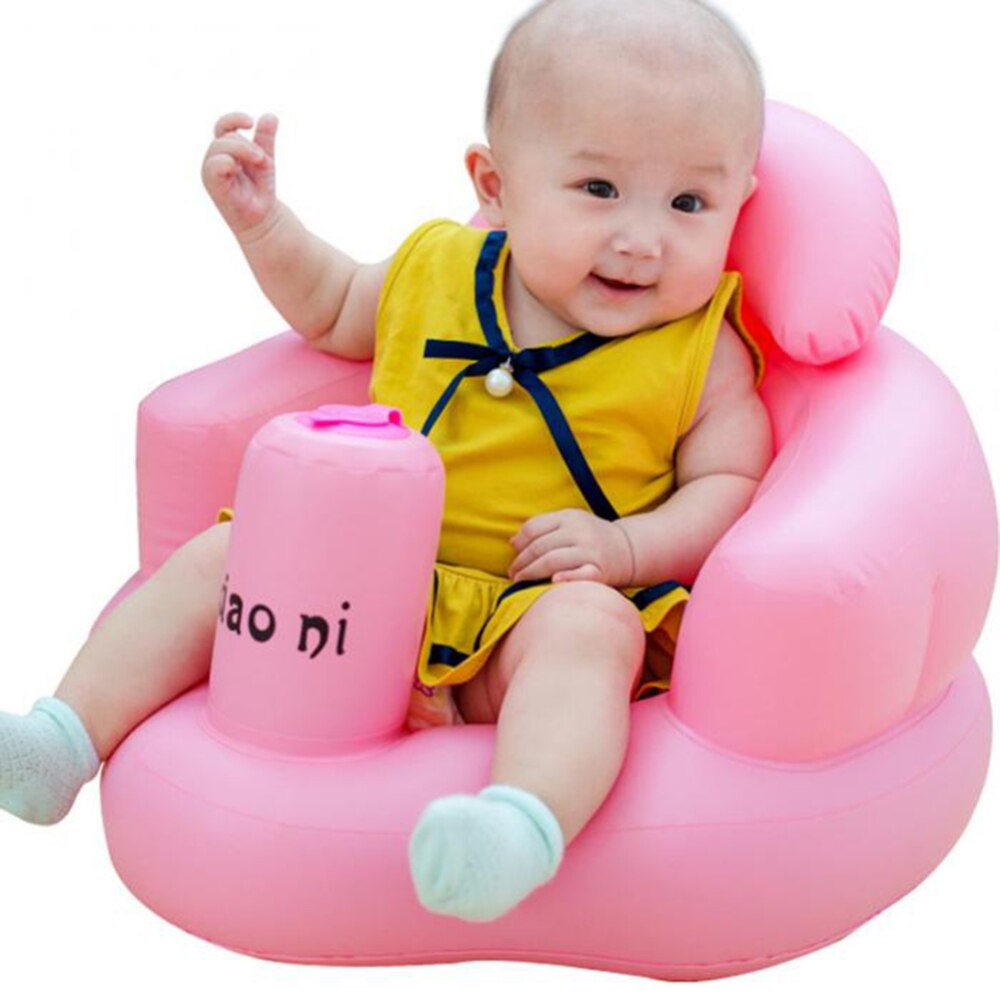 Multifunktionel babystol spisestol sæde foderstol bærbar baby badestol baby oppustelig sofa: Lyserød