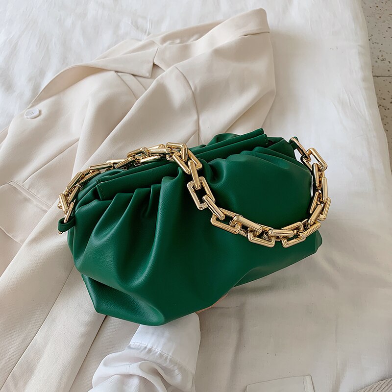 [EAM]-bandoleras con cadena dorada para mujer, bolsa nube de lujo, bolsa de mensajero tipo bandolera, bolso de mano para , HM112,: green
