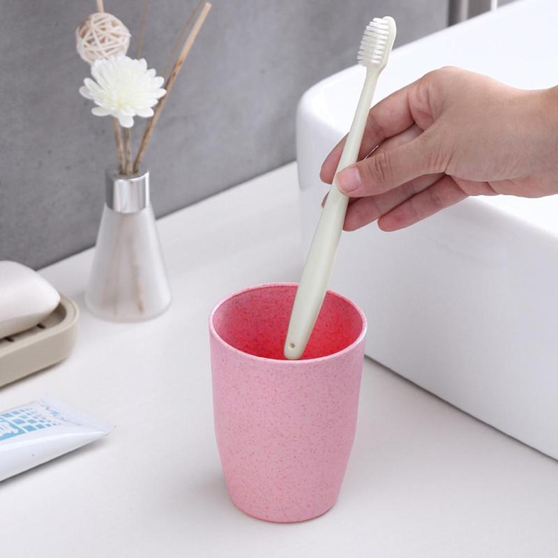 10.5 * 5.9cm Bathroom Toothbrush Water Cup Set Water Children's Bathroom Wheat Cup Portable Items Straw Household T C0W3