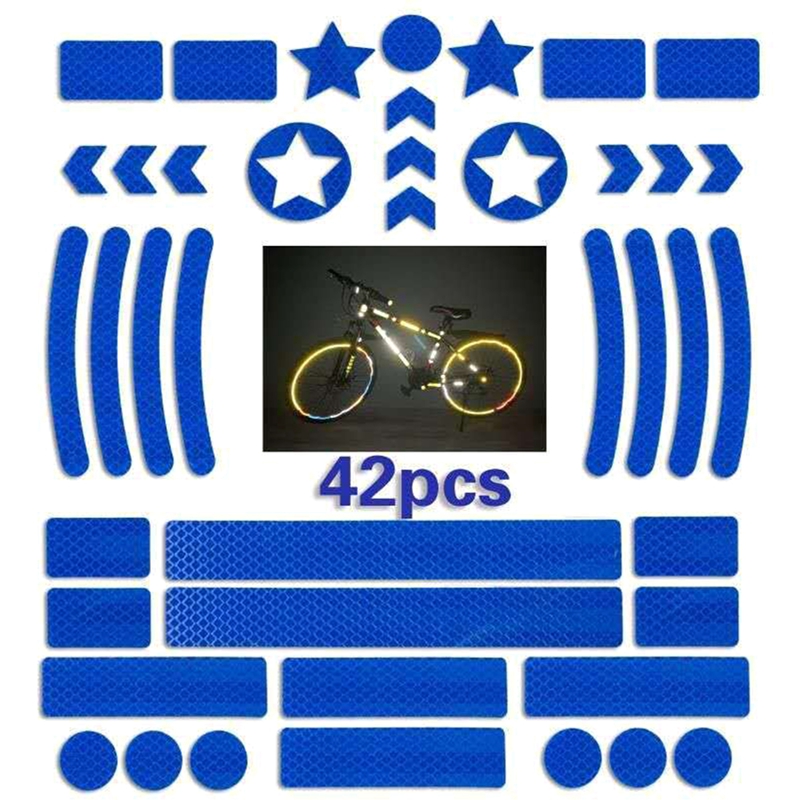42 stk cykel krop reflekterende klistermærke nat sikkerhed logo gitter stribe advarselsstrimmel mtb scooter hjelm krop reflekterende klistermærke: Hvid