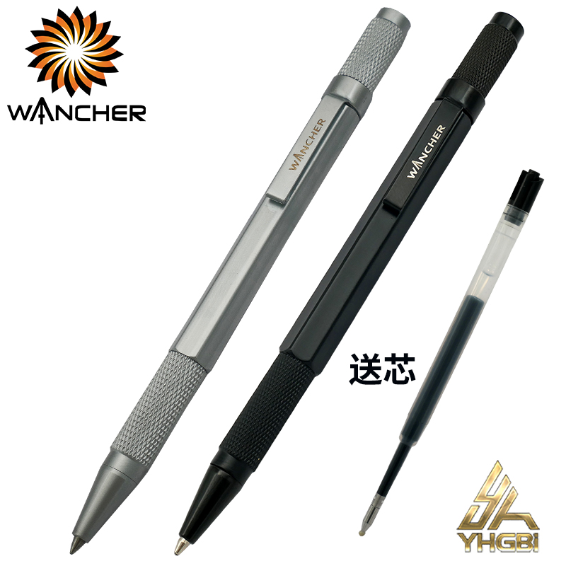 WANCHER Kugelschreiber Original Sechseck Durcheinander Metall rotierend Schwarz 0,5 mm Nachfüllung Austauschbar W1558 Büro Schule Schreibwaren
