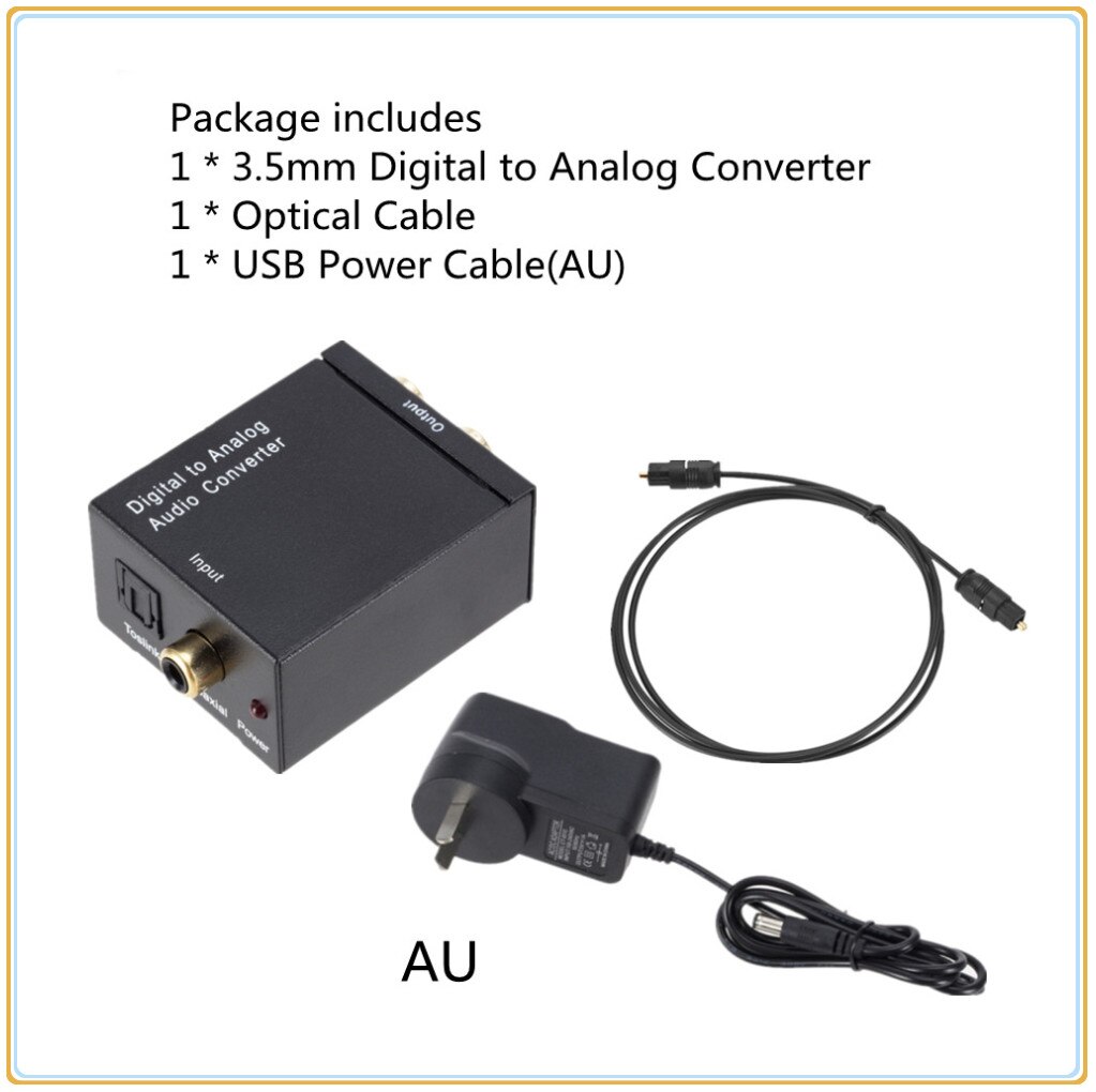Inioiczmt Digitale Audio Analoog Converter Audio Optical Fiber Toslink Coaxal Signaal Naar Av R/L Audio Decoder Spdif dac Amplifer: AU Plug