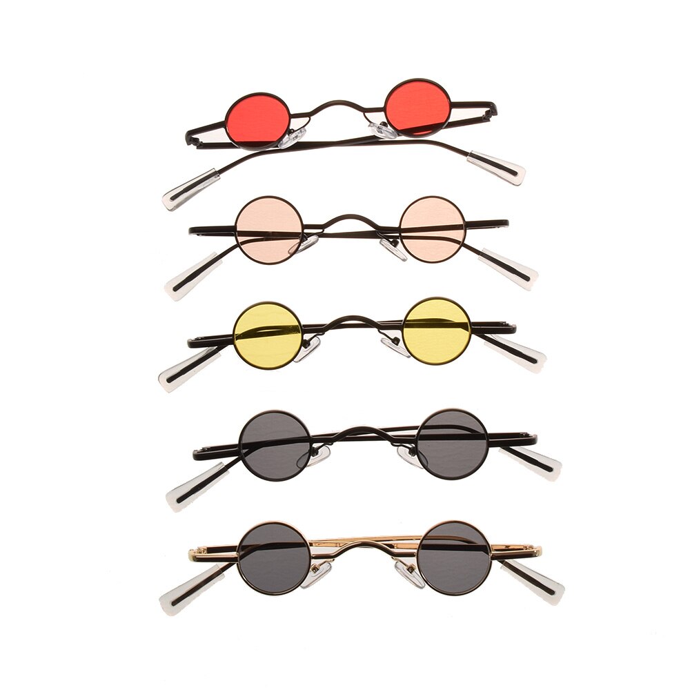 Retro Mini Sunglasses Round Men Metal Frame Gold Black Red Small Round Framed Sun Glasses