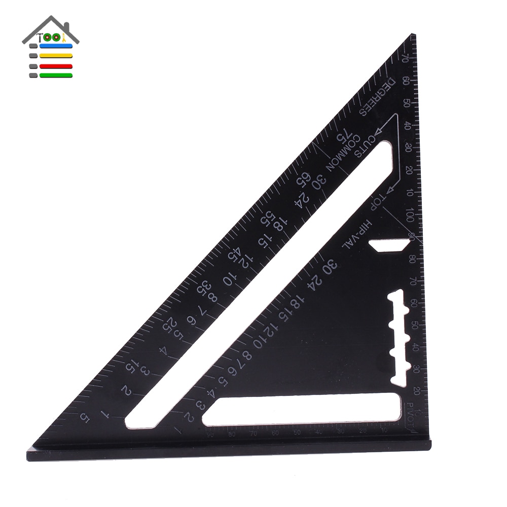 Aluminum Triangular Measuring Ruler 7 Inch Metric Premium Rafter Square Speed Squares Roofing Triangle Angle Protractor Trammel