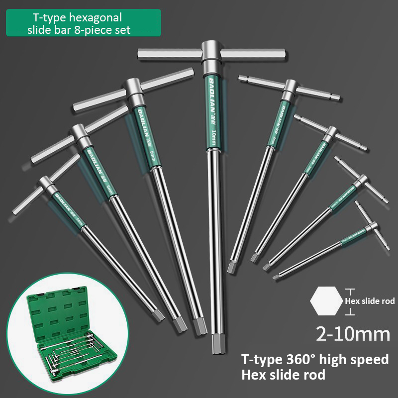 T-Bar Socket Wrench 2-10mm Adjustable T Handle Speed Wrench Set Nut Spinner Hex Socket T Shape Handle Wrench 2-Way Drive: Dark Red