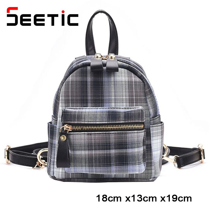 SEETIC Leather Mini Backpack Multi-Function Shoulder Bag Women Backpack Female Anti-Theft Backpack For Teenager Girls: Black Backpack