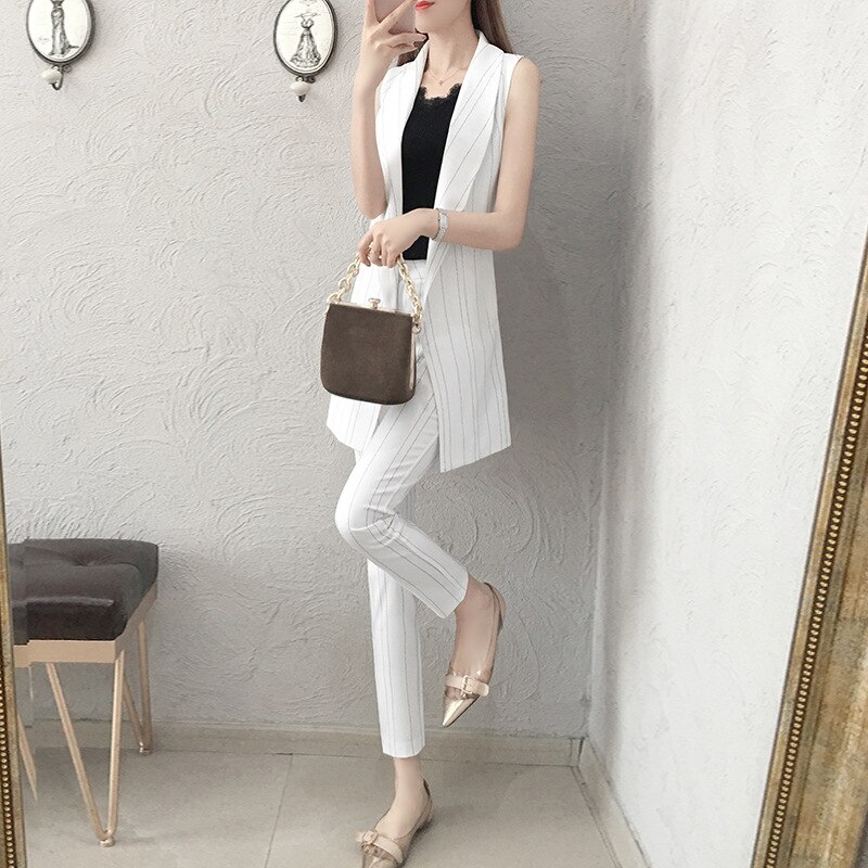 Traje , chaleco, traje femenino , novedad de verano, de temperamento coreano, pantalones de verano, dos conjuntos de primavera