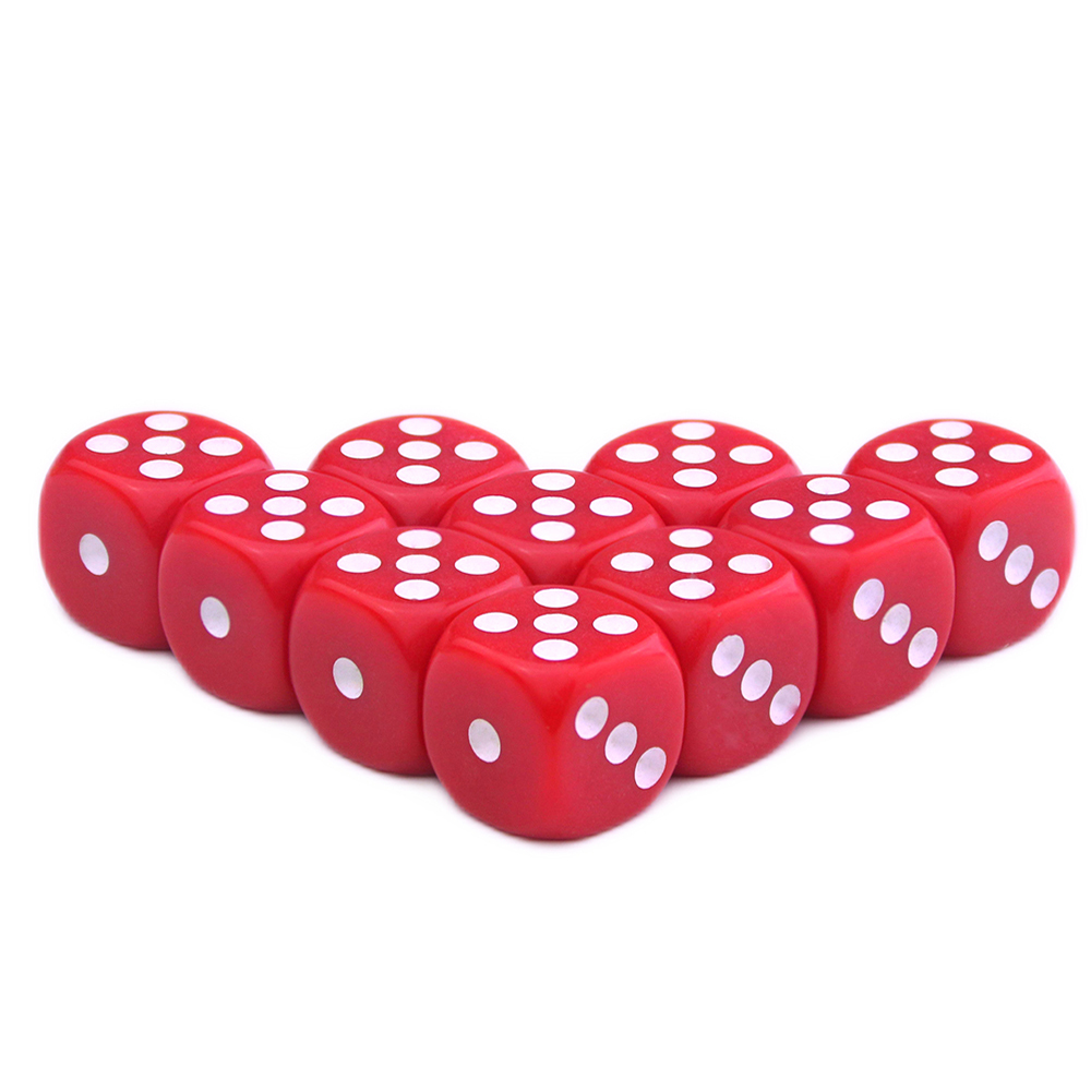 D6 jeu petits dés 14mm 10 pièces accessoires de points Standard pour jeu de société, jeu de table: Rouge