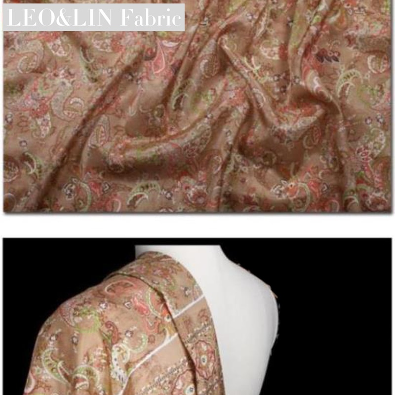 LEO & LIN seda clásica algodón grueso seda suave pequeño brillo paisley tela