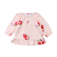 Pasgeboren Baby Kids Baby Meisje Tops Blouse Bloemen Herfst Lange Mouw Roze Ronde Hals Top